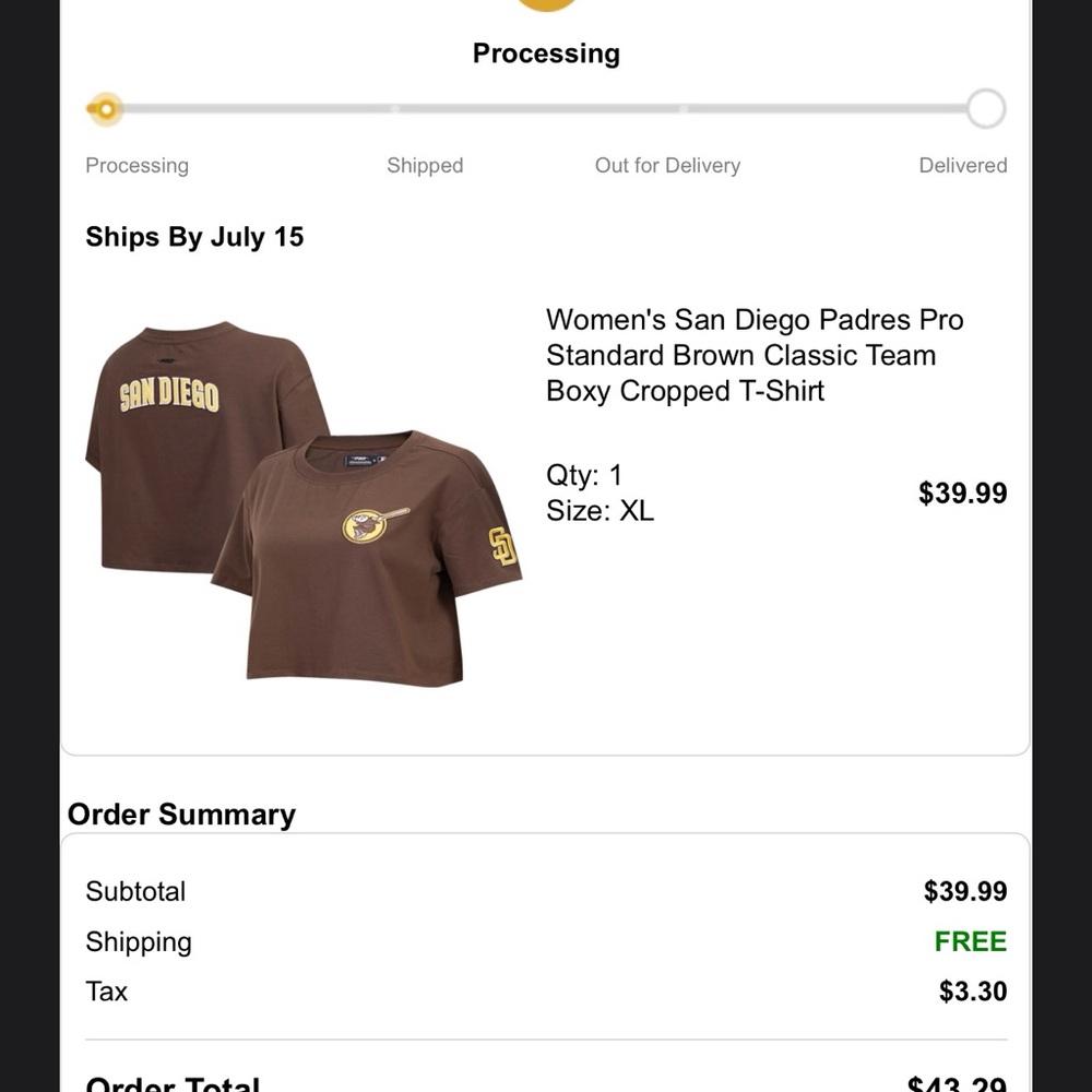 San Diego Padres Brown Crop Top XL